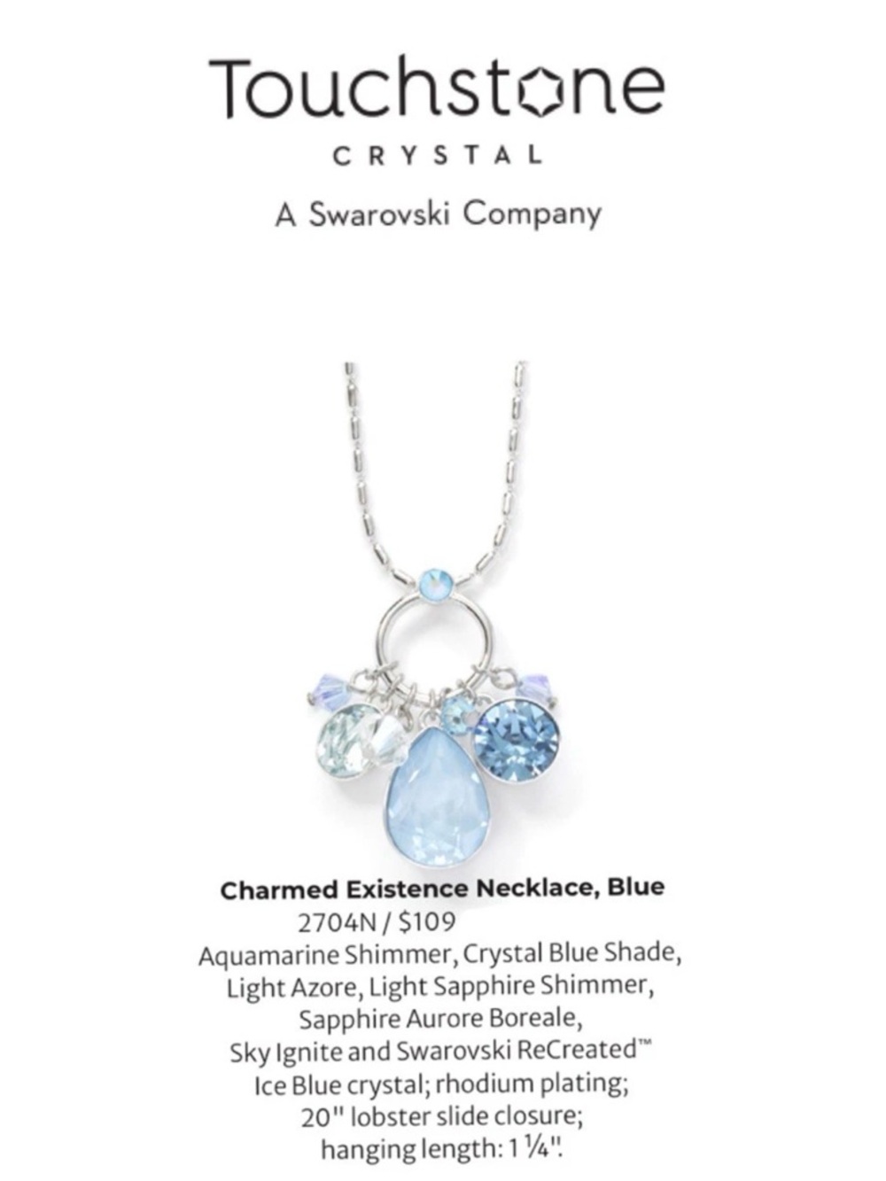 Swarovski’s TSC Crystal Blue 🩵💙Teardrop & Crystal Charm Necklace, NWT LAST ONE‼️